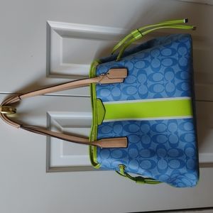Coach Carryall bag, fullsize, with extras, aqua & lime
